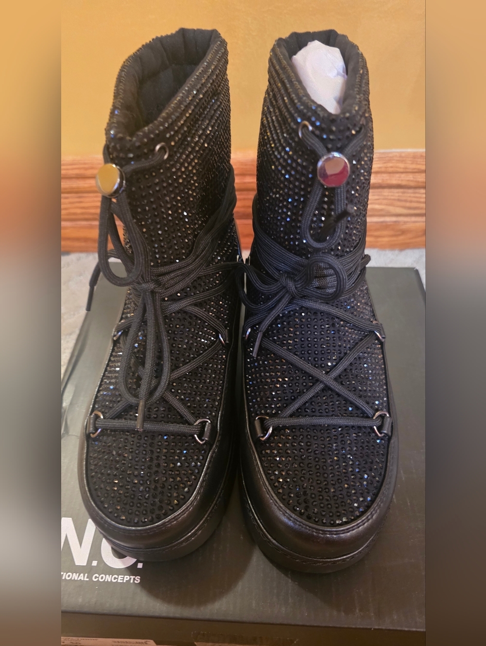 INC INTL Concepts Brooklynn Platform Rhinestone Covered Booties Size 7